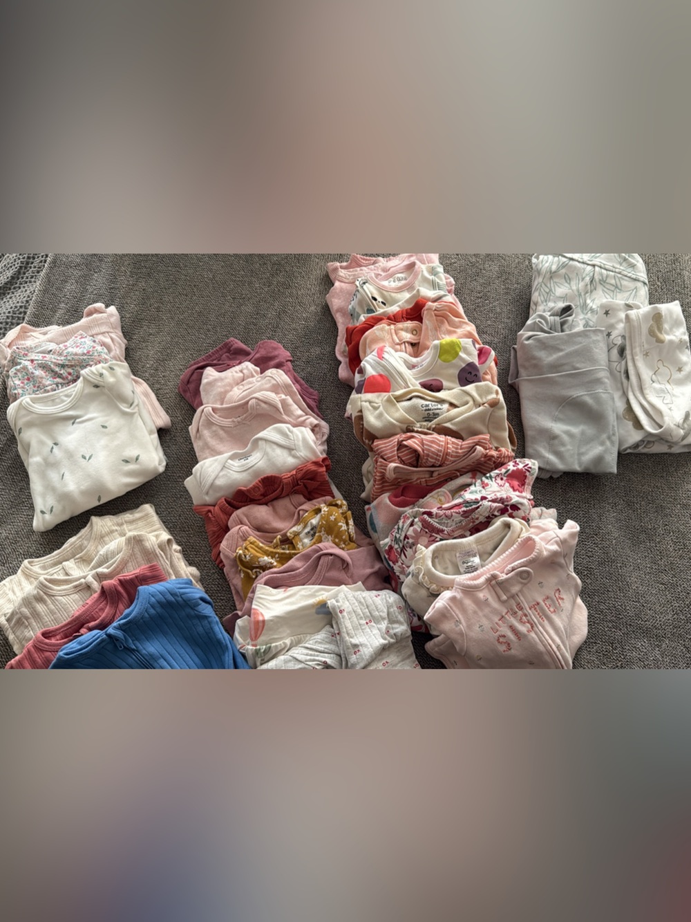 32 Items Bulk Sale: Newborn to 0-3m Baby Girl Footies, Matching Set& Sleep Sacks